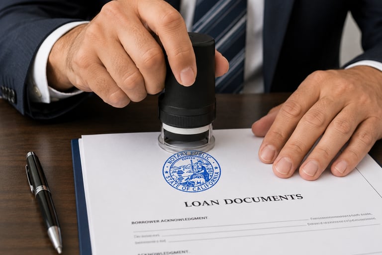 Professional notary stamping loan documents