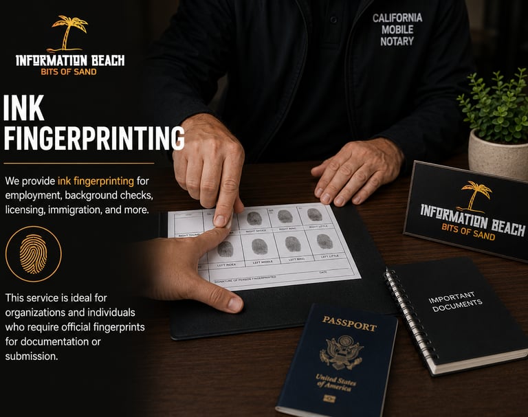 Ink fingerprinting for employment, background checks, and immigration